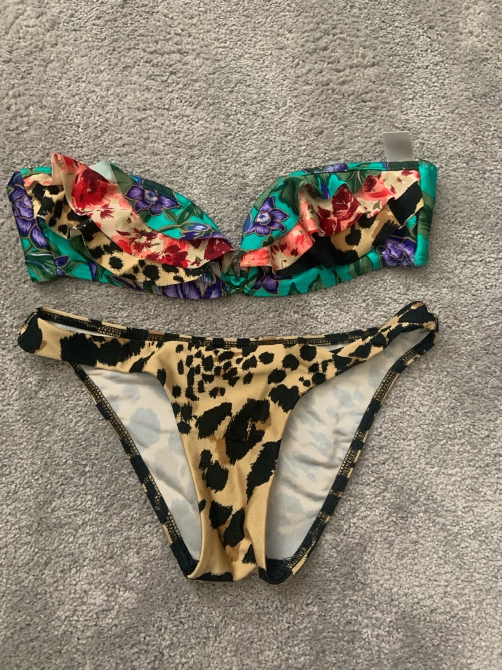 Zimmermann tropical Floral & Leopard Print Bikini Set